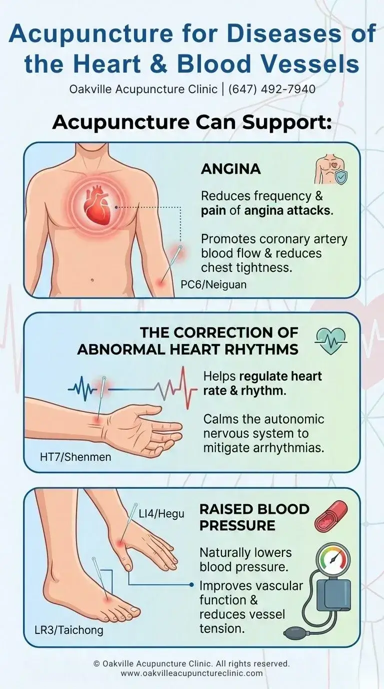 Acupuncture for Diseases of the Heart & Blood Vessels - Infographic -Oakville Acupuncture Clinic