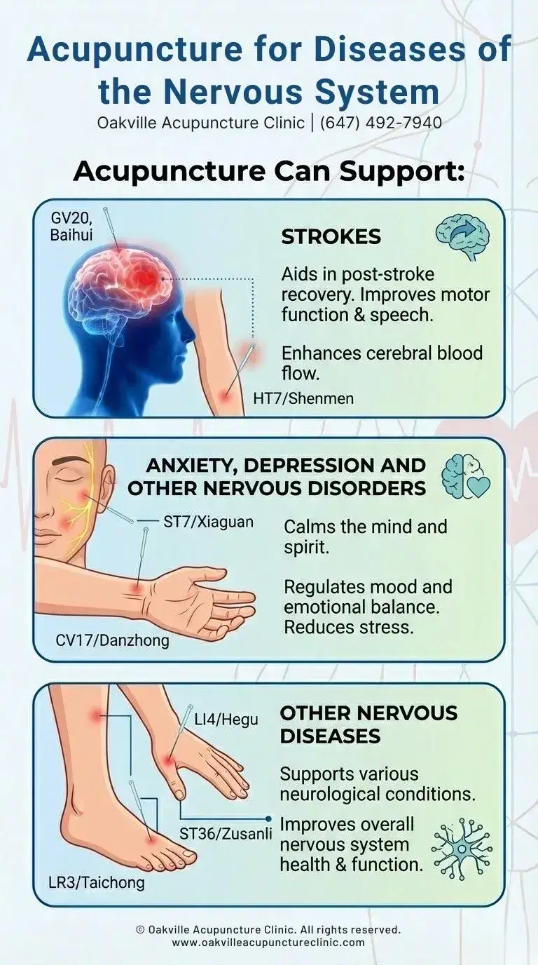 Acupuncture for Diseases of the Nervous System Oakville Acupuncture Clinic (647) 492-7940 - Infographic -Oakville Acupuncture Clinic
